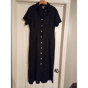 Sherry Taylor linen button front Lagenlook coastal dress Minimalist Teacher XL